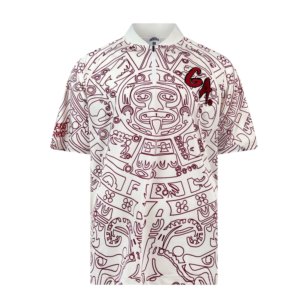 Bladed Collar Polo Off White/Burgundy Calendario