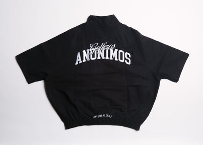 Oversize Vintage Quarter Zip Windbreaker(Black/White)