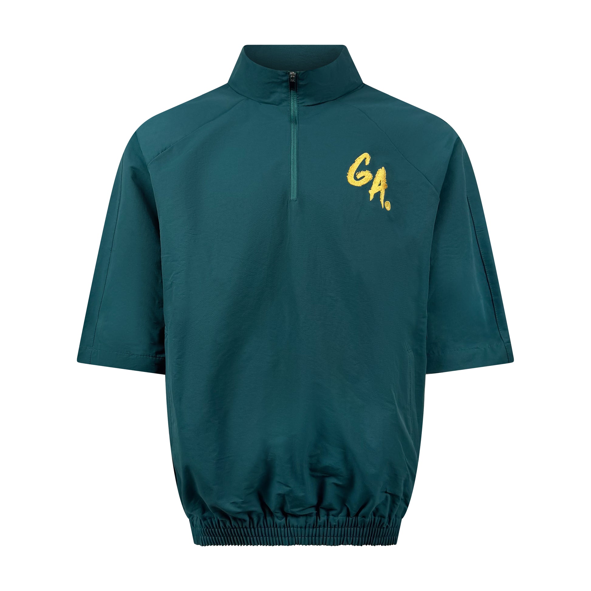 Oversize Vintage Quarter Zip Windbreaker(Emerald Green/Gold)