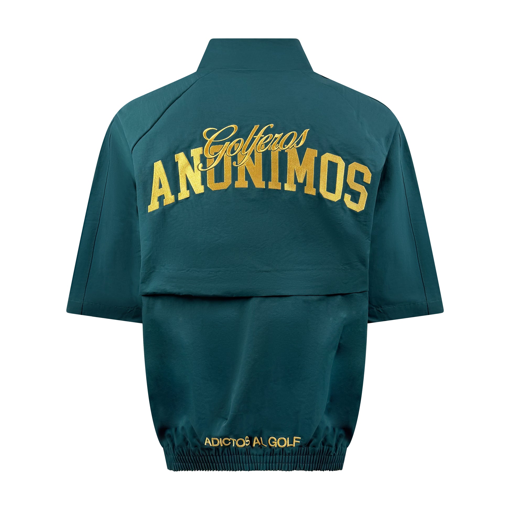 Oversize Vintage Quarter Zip Windbreaker(Emerald Green/Gold)