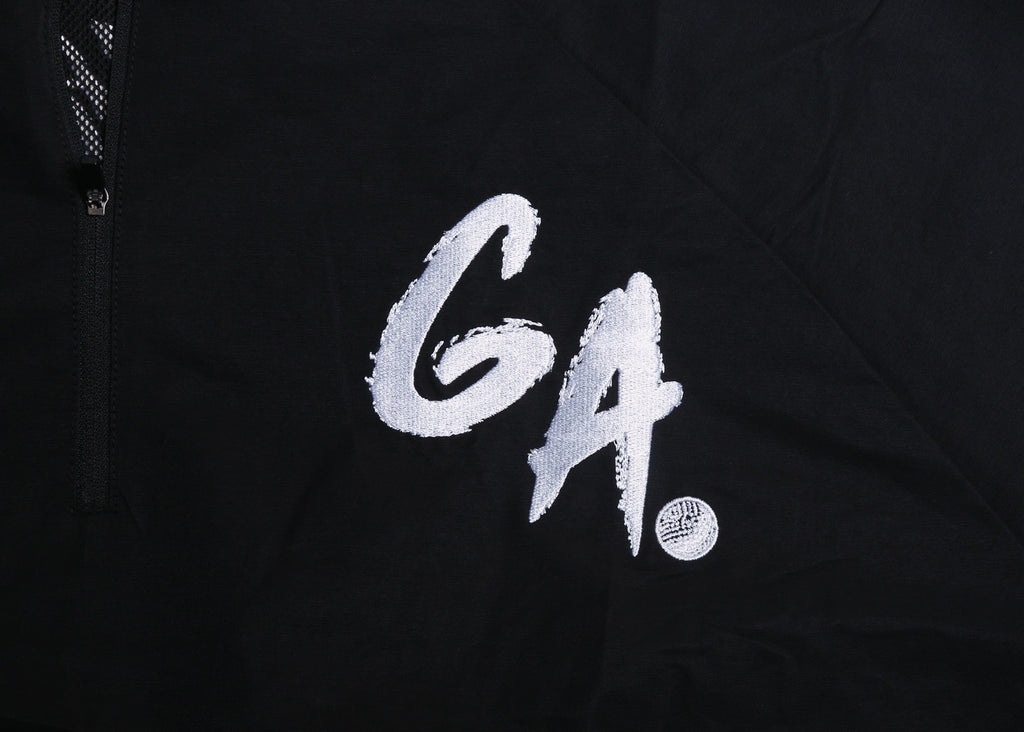 Oversize Vintage Quarter Zip Windbreaker(Black/White)