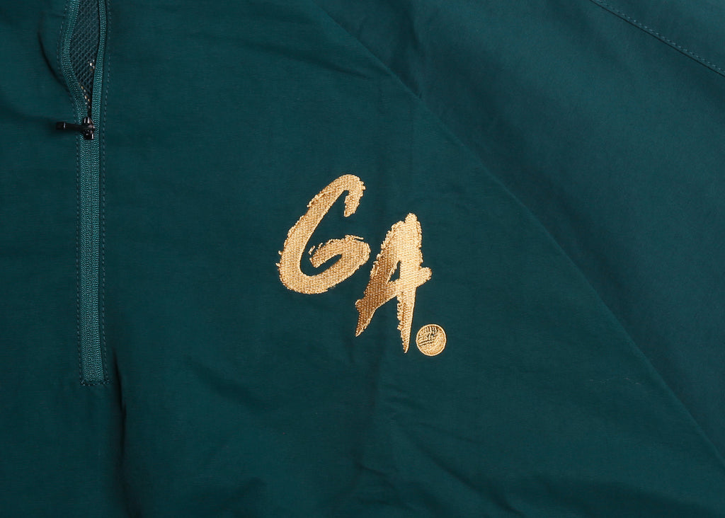 Oversize Vintage Quarter Zip Windbreaker(Emerald Green/Gold)