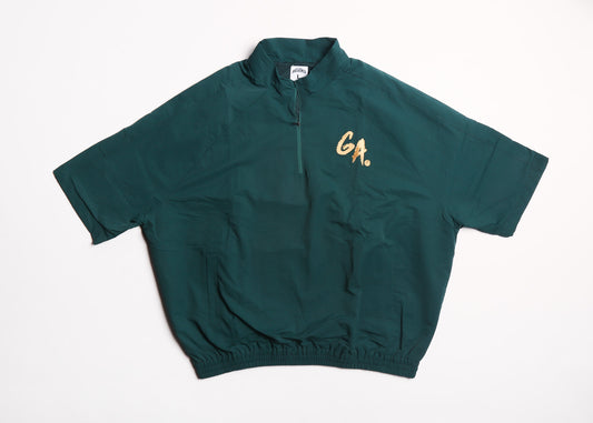 Oversize Vintage Quarter Zip Windbreaker(Emerald Green/Gold)