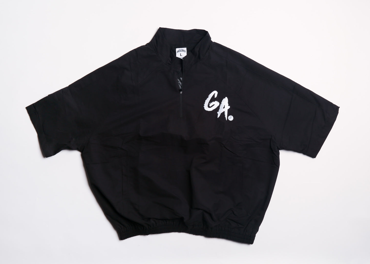 Oversize Vintage Quarter Zip Windbreaker(Black/White)