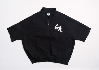 Oversize Vintage Quarter Zip Windbreaker(Black/White)