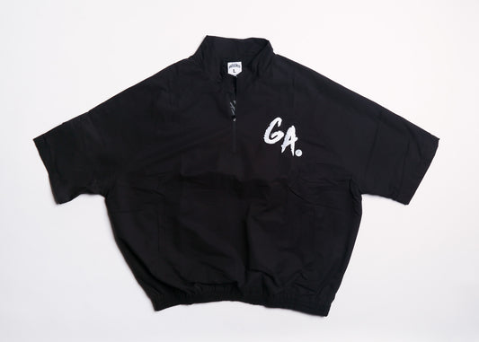 Oversize Vintage Quarter Zip Windbreaker(Black/White)