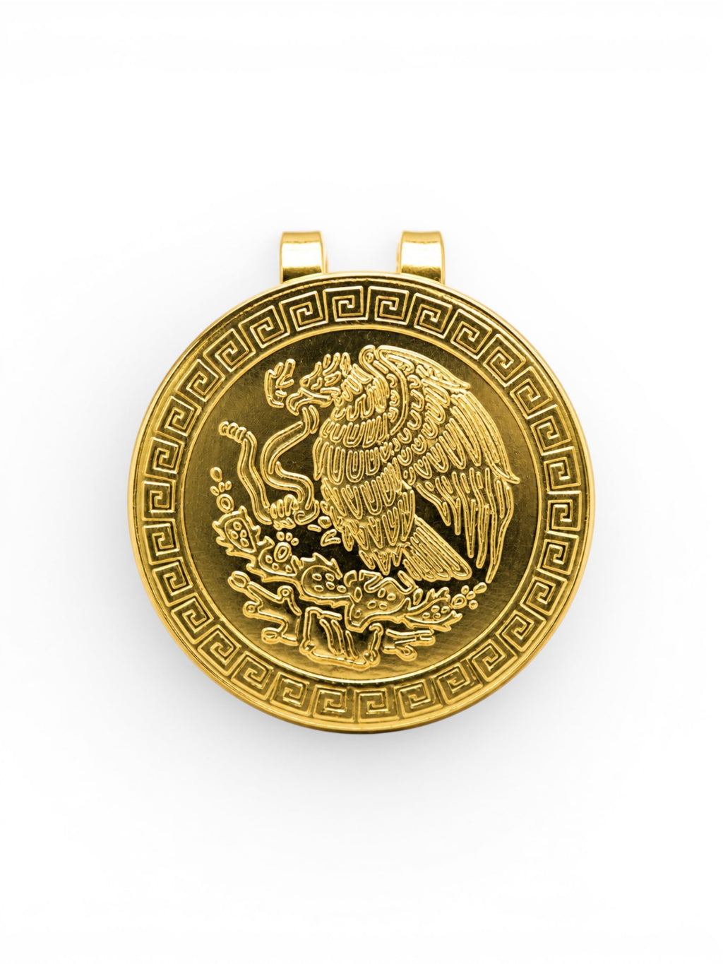 Gold Mexican Eagle ball marker and clip.