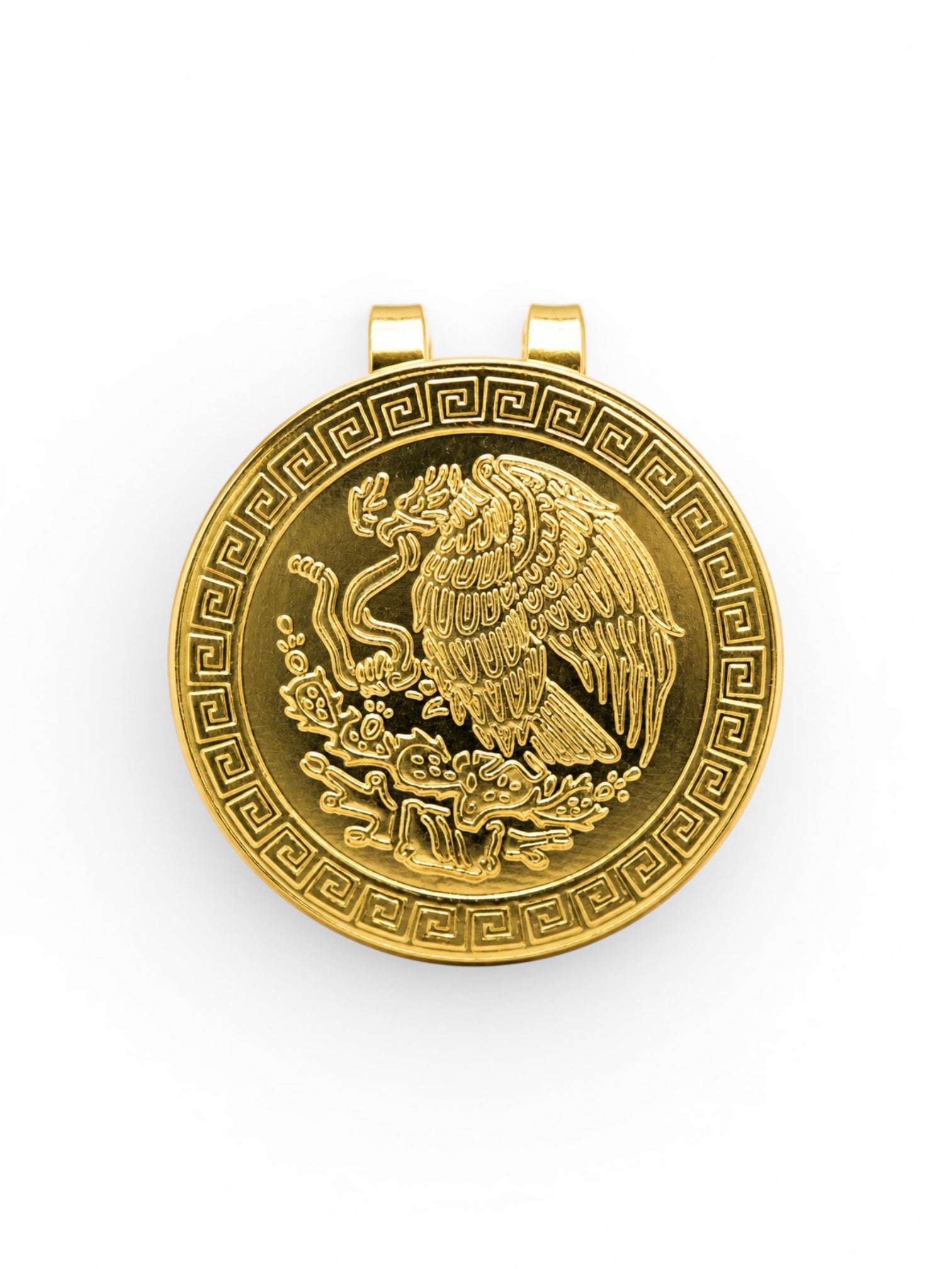 Gold Mexican Eagle ball marker and clip.